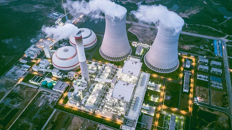 Aerial view of thermal power generation plant