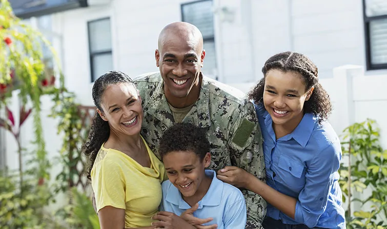 Soldier with family