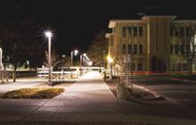 College campus at night