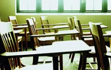 empty desks in a classroom
