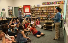 Teacher with students