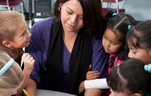 Teacher and young students