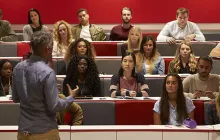 Professor teaching college students