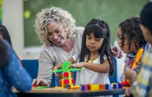 Early childhood teacher and students