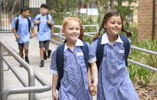 Young Australian children in school uniforms