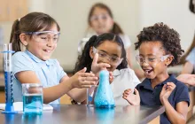 Young kids doing a STEM project