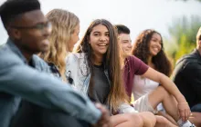 Diverse group of teenagers gathering