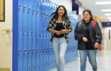 High school students in hallways
