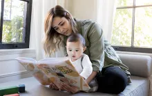 Mom reading to baby