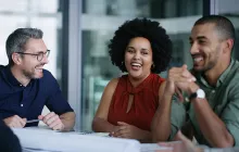 Colleagues laughing