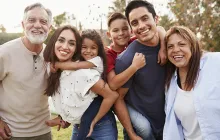 Diverse multigenerational family together outside