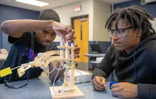 Students with educational models