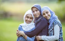 Three young Muslim women