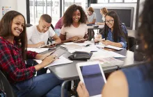 Group of diverse young people working together