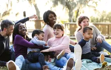 Afterschool group laughing outside