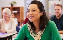 Adult college student in classroom