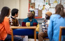 Community group talking in a circle