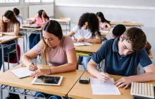 high school student doing schoolwork 