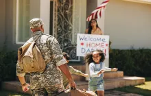 Soldier coming home to his family