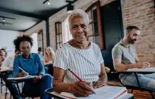 Older African American woman in a classroom