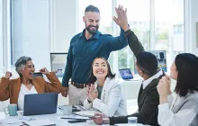 Excited group of colleagues