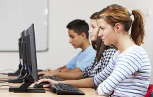 High school students in computer class