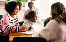 High school students working together 