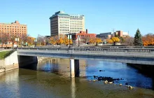 Flint, MI River and buildings