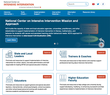 Intensive Intervention Center website screenshot