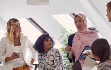 Diverse group of colleagues working together